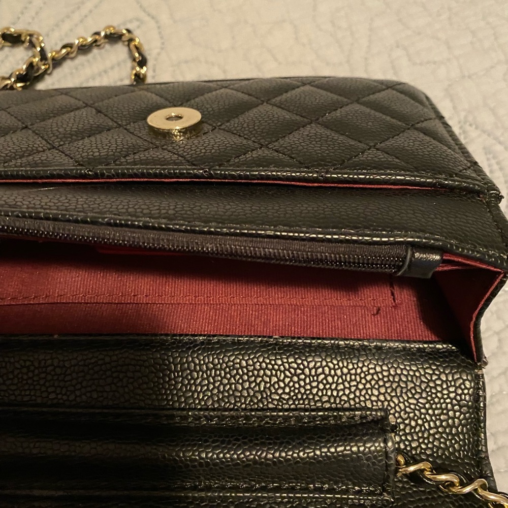 Woc black wallet on a chain mini purse Crossbody clutch
